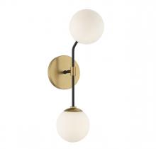  M90098MBKNB - 2-Light Wall Sconce in Matte Black and Natural Brass