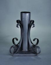  PM03-AB - Antique Brass Pier Mount, Tall With Scroll Work.  Pipe 13"  Box 7 1/2" Width of scroll wor