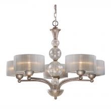 ELK Home 20009/5 - Alexis 5-Light Chandelier in Antique Silver with Translucent Silver Fabric Shade