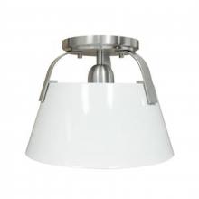  90180/1 - Jepson 9.5'' Wide 1-Light Semi Flush Mount - Matte White with Brushed Nickel