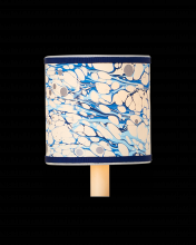  0900-0032 - Marble Blue Lace Paper Drum Chandelier Shade