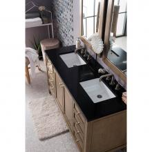 James Martin Furniture 305-V60D-WWW-3IBK - Chicago 60'' Double Vanity Whitewashed Walnut, w/ 3 CM Iconic Black Quartz Top
