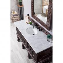 James Martin Furniture 150-V60S-ANW-3OCAR - Balmoral 60'' Single Vanity Cabinet, Antique Walnut, with  3 CM Carrara White Top w/ Ova