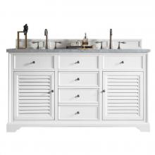 James Martin Furniture 238-104-V60D-BW-3CAR - Savannah 60'' Bright White Double Vanity w/ 3 CM Carrara White Top