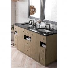 James Martin Furniture 960-V60D-SAP-3IBK - Seaside 60'' Double Vanity, Silver Apricot w/ 3 CM Iconic Black Quartz Top