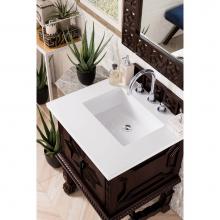 James Martin Furniture 150-V26-ANW-3CLW - Balmoral 26'' Single Vanity Cabinet, Antique Walnut, w/ 3 CM Classic White Quartz Top