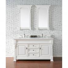 James Martin Furniture 147-V60D-BW-3CLW - Brookfield 60'' Bright White Double Vanity w/ 3 CM Classic White Quartz Top