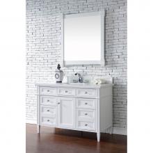 James Martin Furniture 650-V48-BW-3CLW - Brittany 48'' Bright White Single Vanity w/ 3 CM Classic White Quartz Top