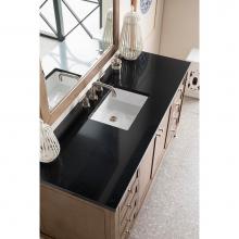 James Martin Furniture 305-V60S-WWW-3IBK - Chicago 60'' Single Vanity, Whitewashed Walnut, with  3 CM Iconic Black Quartz Top w/ Si