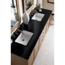 James Martin Furniture 305-V72-WWW-3IBK - Chicago 72'' Double Vanity, Whitewashed Walnut, with  3 CM Iconic Black Quartz Top w/ Si