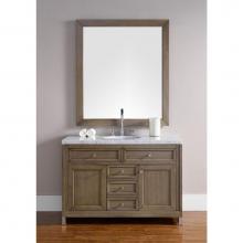 James Martin Furniture 305-V48-WWW-4CAR - Chicago 48'' White Washed Walnut Single Vanity with 4 CM Carrara White Marble Top