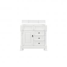 James Martin Furniture 147-V36-BW-3EJP - Brookfield 36'' Bright White Single Vanity  w/ 3 CM Eternal Jasmine Pearl Quartz Top