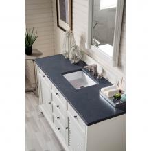 James Martin Furniture 238-104-V60S-BW-3CSP - Savannah 60'' Single Vanity Cabinet, Bright White, w/ 3 CM Charcoal Soapstone Quartz Top