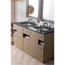 James Martin Furniture 960-V60D-SAP-3CSP - Seaside 60'' Double Vanity, Silver Apricot w/ 3 CM Charcoal Soapstone Quartz Top