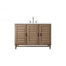 James Martin Furniture 620-V48-WW-3ENC - Portland 48'' Single Vanity Whitewashed Walnut, w/ 3 CM Ethereal Noctis Quartz Top