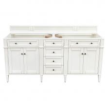 James Martin Furniture 650-V72-BW-3GEX - Brittany 72'' Bright White Double Vanity w/ 3 CM Grey Expo Quartz Top