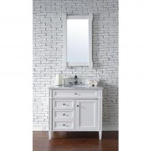 James Martin Furniture 650-V36-CWH-2CAR - Brittany 36'' Cottage White Single Vanity with Carrara White Stone Top
