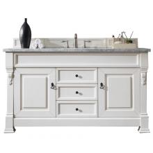 James Martin Furniture 147-V60S-BW-3CAR - Brookfield 60'' Bright White Single Vanity w/ 3 CM Carrara Marble Top