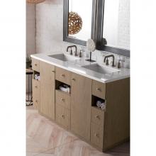 James Martin Furniture 960-V60D-SAP-3CLW - Seaside 60'' Double Vanity, Silver Apricot w/ 3 CM Classic White Quartz Top