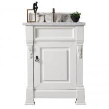 James Martin Furniture 147-V26-BW-3CAR - Brookfield 26'' Bright White Single Vanity w/ 3 CM Carrara Marble Top