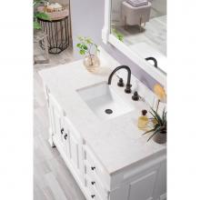 James Martin Furniture 147-V48-BW-3EJP - Brookfield 48'' Bright White Single Vanity  w/ 3 CM Eternal Jasmine Pearl Quartz Top