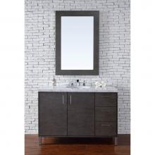 James Martin Furniture 850-V48-SOK-4CAR - Metropolitan 48'' Silver Oak Single Vanity with 4 CM Carrara White Marble Top