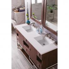 James Martin Furniture 864-V60D-CFO-3CLW - Sonoran 60'' Double Vanity, Coffee Oak, with  3 CM Classic White Quartz Top w/ Sink