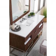 James Martin Furniture 864-V60S-CFO-3CLW - Sonoran 60'' Single Vanity, Coffee Oak , with  3 CM Classic White Quartz Top w/ Sink