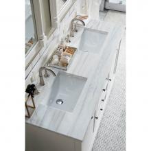James Martin Furniture 238-104-V60D-BW-3AF - Savannah 60'' Bright White Double Vanity w/ 3 CM Arctic Fall Solid Surface Top