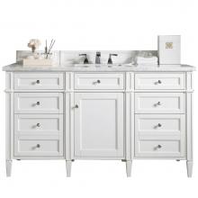 James Martin Furniture 650-V60S-BW-3AF - Brittany 60'' Bright White Single Vanity w/ 3 CM Arctic Fall Solid Surface Top