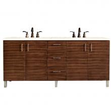 James Martin Furniture 850-V72-AWT-3EMR - Metropolitan 72'' Double Vanity, American Walnut, w/ 3 CM Eternal Marfil Quartz Top