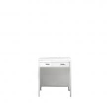 James Martin Furniture E444-CU30-GW-3AF - Addison 30'' Free-standing Countertop Unit (Makeup Counter), Glossy White w/ 3 CM Arctic