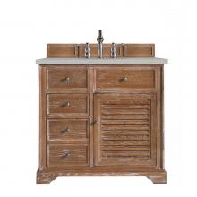 James Martin Furniture 238-104-5511-3ESR - Savannah 36'' Single Vanity Cabinet, Driftwood, w/ 3 CM Eternal Serena Quartz Top