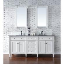 James Martin Furniture 650-V72-BW-3CSP - Brittany 72'' Bright White Double Vanity w/ 3 CM Charcoal Soapstone Quartz Top