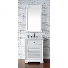 James Martin Furniture 238-104-V26-BW-3CLW - Savannah 26'' Single Vanity Cabinet, Bright White, w/ 3 CM Classic White Quartz Top