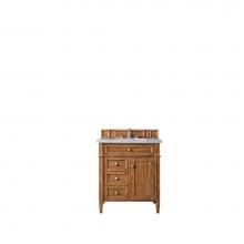 James Martin Furniture 650-V30-SBR-3CAR - Brittany 30'' Single Vanity, Saddle Brown w/ 3 CM Carrara Marble Top