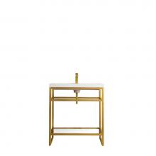 James Martin Furniture C105-V31.5-RGD-WG - Boston 31.5'' Stainless Steel Sink Console, Radiant Gold w/ White Glossy Resin Counterto