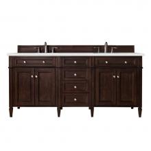 James Martin Furniture 650-V72-BNM-3ESR - Brittany 72'' Burnished Mahogany Double Vanity w/ 3 CM Eternal Serena Quartz Top