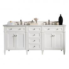 James Martin Furniture 650-V72-BW-3CAR - Brittany 72'' Bright White Double Vanity w/ 3 CM Carrara Marble Top