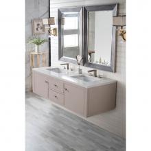 James Martin Furniture 312-V60D-MTM-3EJP - Silverlake 60'' Double Vanity, Mountain Mist w/ 3 CM Eternal Jasmine Pearl Quartz Top