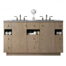 James Martin Furniture 960-V60D-SAP-3GEX - Seaside 60'' Double Vanity, Silver Apricot w/ 3 CM Grey Expo Quartz Top