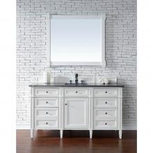 James Martin Furniture 650-V60S-BW-3CSP - Brittany 60'' Bright White Single Vanity w/ 3 CM Charcoal Soapstone Quartz Top