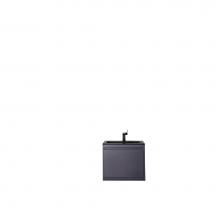 James Martin Furniture 801V23.6MGGCHB - Milan 23.6'' Single Vanity Cabinet, Modern Grey Glossy w/Charcoal Black Composite Top