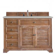 James Martin Furniture 238-104-5211-3ESR - Savannah 48'' Single Vanity Cabinet, Driftwood, w/ 3 CM Eternal Serena Quartz Top