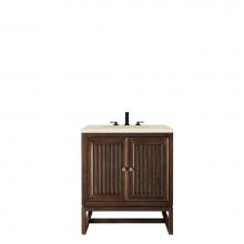 James Martin Furniture E645-V30-MCA-3EMR - Athens 30'' Single Vanity Cabinet, Mid Century Acacia, w/ 3 CM Eternal Marfil Top