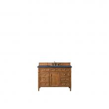 James Martin Furniture 650-V48-SBR-3CSP - Brittany 48'' Saddle Brown Single Vanity w/ 3 CM Charcoal Soapstone Quartz Top
