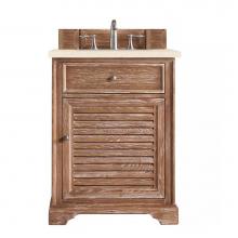 James Martin Furniture 238-104-V26-DRF-3EMR - Savannah 26'' Single Vanity Cabinet, Driftwood, w/ 3 CM Eternal Marfil Quartz Top