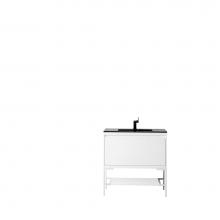 James Martin Furniture 801V35.4GWGWCHB - Milan 35.4'' Single Vanity Cabinet, Glossy White, Glossy White w/Charcoal Black Composit