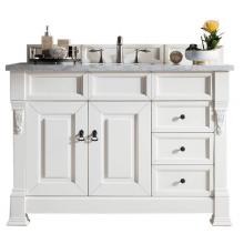 James Martin Furniture 147-V48-BW-3AF - Brookfield 48'' Bright White Single Vanity  w/ 3 CM Arctic Fall Solid Surface Top