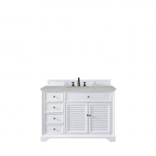 James Martin Furniture 238-104-V48-BW-3ESR - Savannah 48'' Single Vanity Cabinet, Bright White, w/ 3 CM Eternal Serena Quartz Top